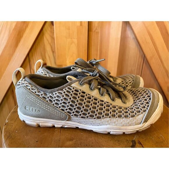 Keen Mercer Lace II CNX Sneaker Women Size 6.5 Brindle Khaki Leather Mesh - Picture 3 of 8